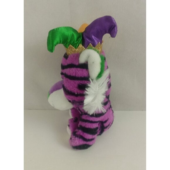 Walmart Purple Jester Tiger Green Gold Red Mardi Gras Plush 7.25" - Picture 4 of 7